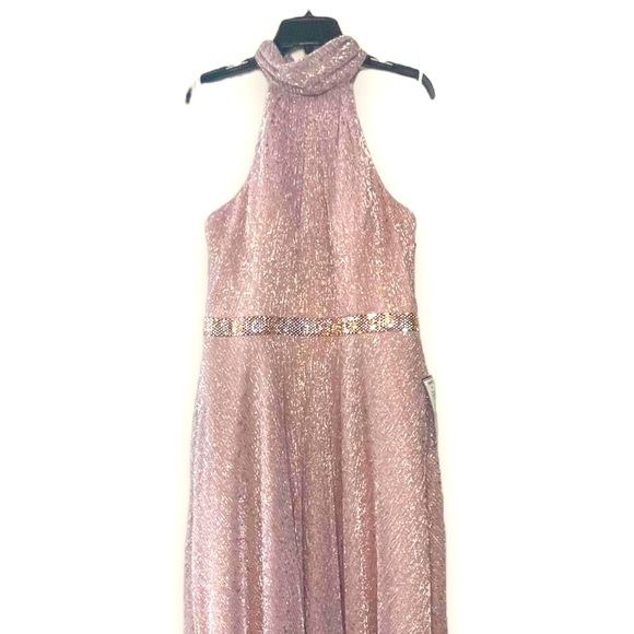 BETSY and Adam Metallic Pink and Gold Formal Prom Gown Dress *has pockets* - Picture 4 of 16